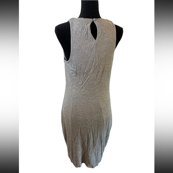 Mossimo Grey Beaded Tank Dress Bodycon Midi Length Boho Y2K Size L Festival​​ - Picture 2 of 10